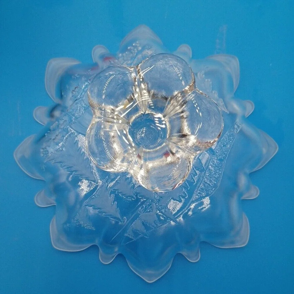 Vtg Clear Mikasa Christmas Story Pedestal Footed Small‎ Cake Serving Platter
